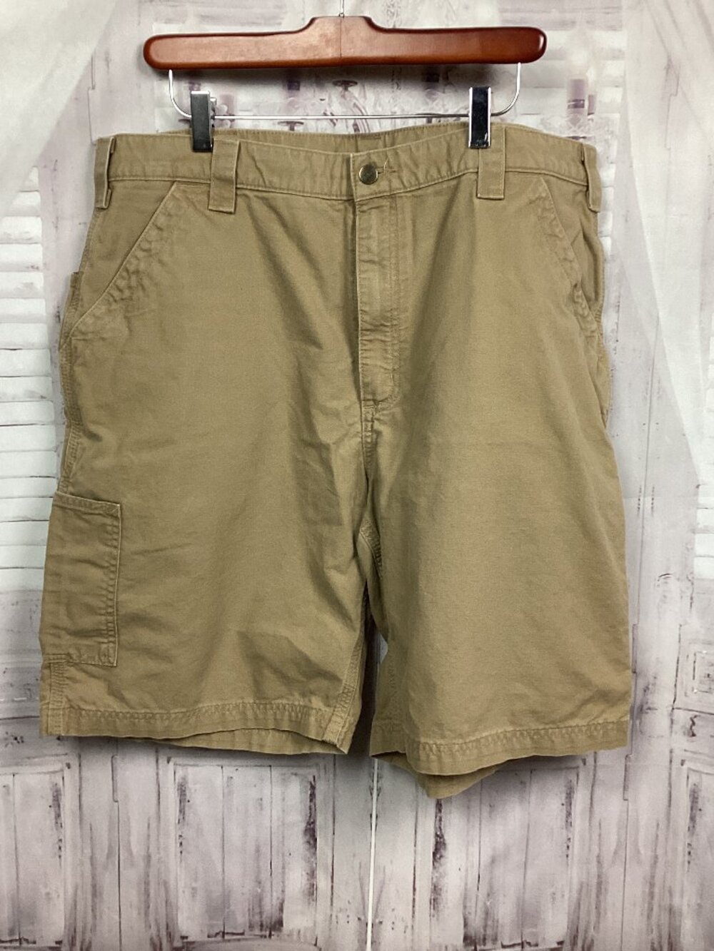 Carhartt Shorts Mens 38 Tan Cargo Relaxed Fit Pockets Workwear